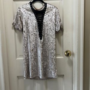 Beige velvet dress size L